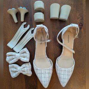 Bone Tweed D'Orsay Pump w/ Accessories